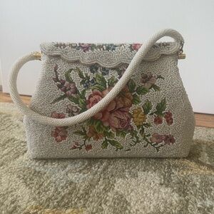 Vintage Floral Beaded Handbag